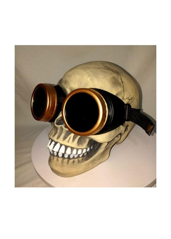 Маскарадні окуляри стимпанк із золотою оправою з чорними та прозорими лінзами+подарунок No Brand (362193920)