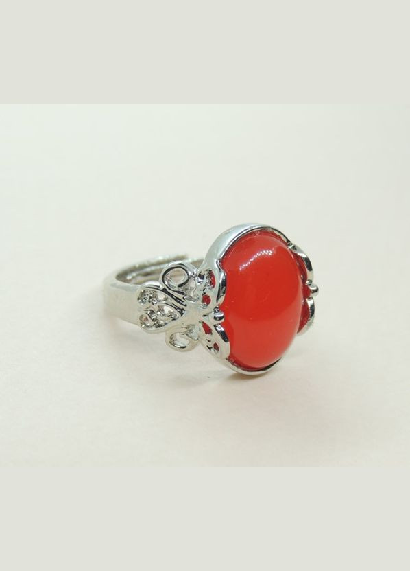 Каблучка з червоним каменем перстень мед срібло з великим червоним каменем і візерунками р. регульований Fashion Jewelry (285110836)