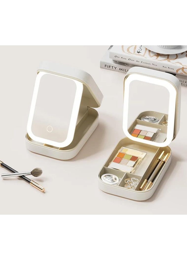 Косметичка с зеркалом и LEDподсветкой Белый органайзер для макияжа No Brand - (361971343)