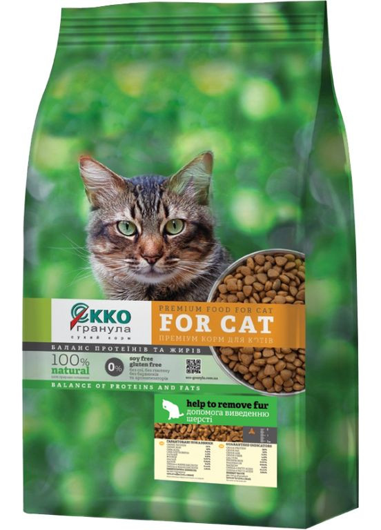 Сухой корм для кошек "Помощь выводу шерсти" 10 кг (4820249130186) Екко Гранула (308752385)