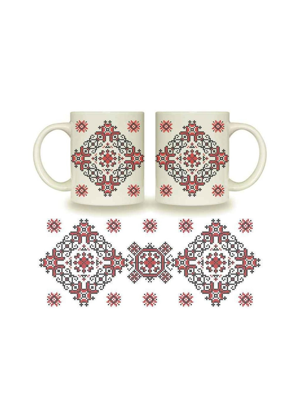 Чашка 325мл Фарфор Цилиндр Вышиванка-мелкий крестик в под. коробке 3719 ТМ KVARTA (368831531)