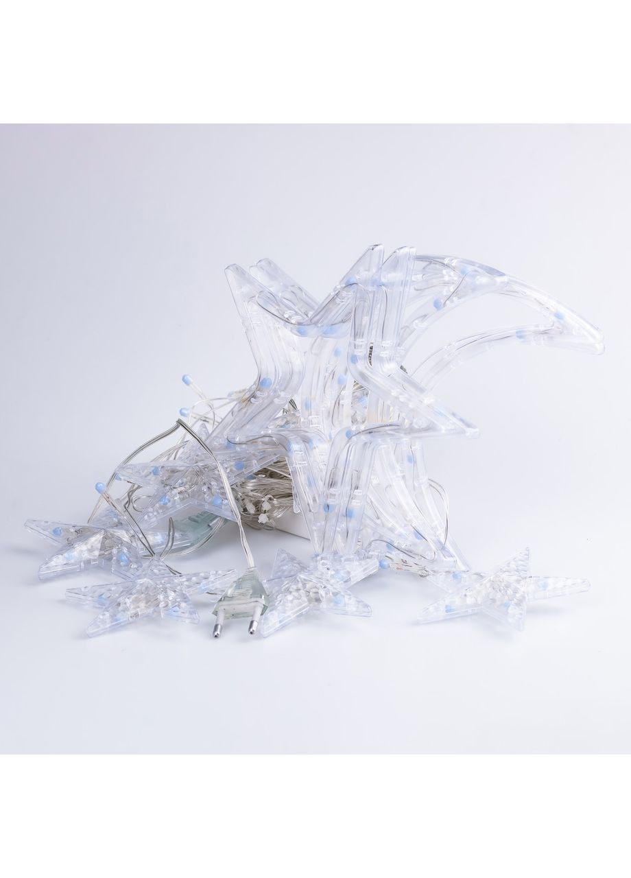 Гірлянда світлодіодна штора GarlandoPro зірка і місяць 108LED 3х0,9 м гірлянда зірка Синій Garlando (366964044)