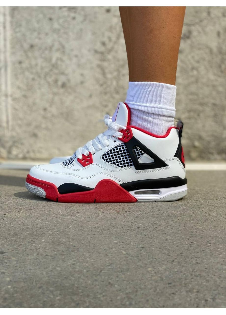 Білі Осінні кросівки чоловічі nike air jordan retro 4 fire red найк аір джордан No Brand