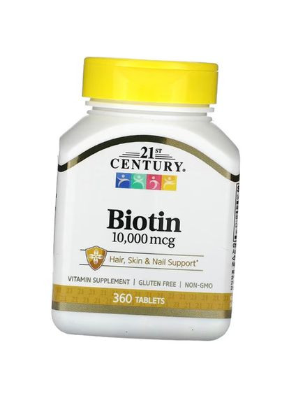Биотин для волос, кожи и ногтей, Biotin 10000, 360таб (36440050) 21st Century (324432877)
