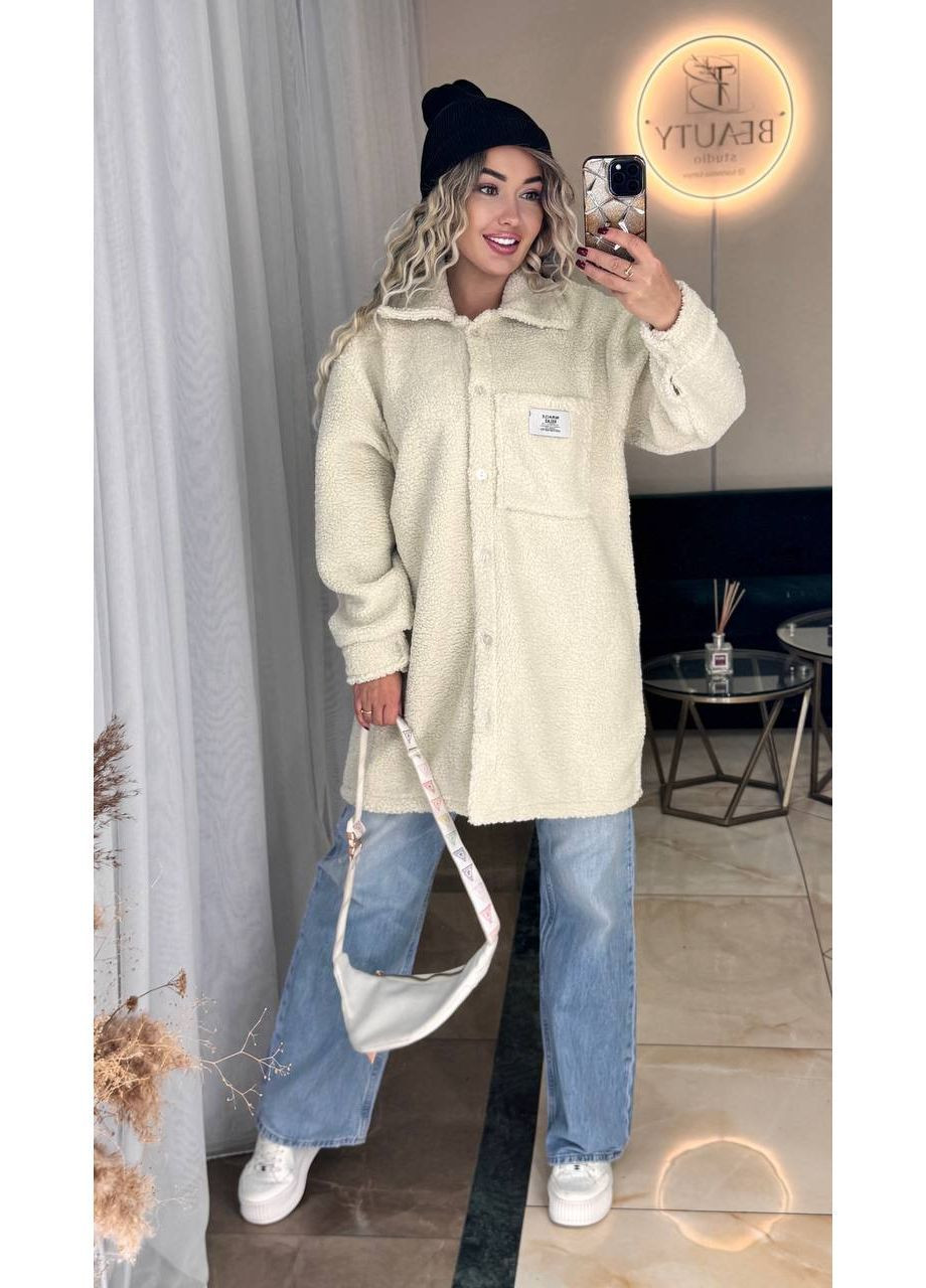 Молочное демисезонное Рубашка-пальто теплая плотный барашек Тедди,Турция,на пуговицах Україна