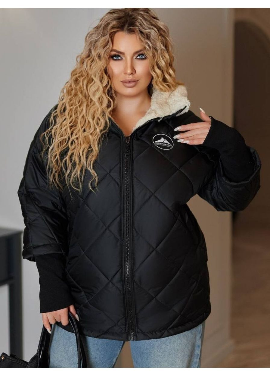 Черная зимняя куртка женская зимняя с капюшоном No Brand