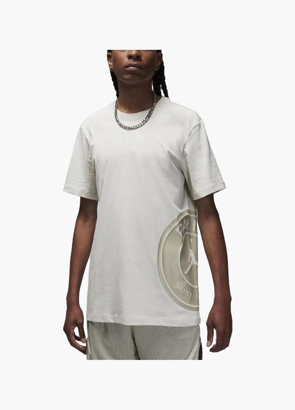 Белая мужская футболка t-shirt psg logo white dz2917-072 Air Jordan