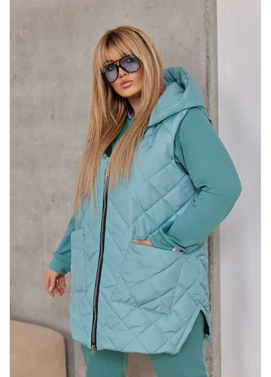 Жіночий осінній спортивний костюм трійка великого розміру БАТАЛ з жилеткою No Brand (360544655)