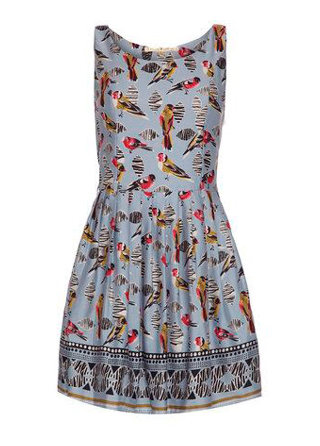 Блакитна повсякденний, кежуал сукня а-силует, кльош, бебі долл, з пишною спідницею, плісована Uttam Boutique з тваринним принтом