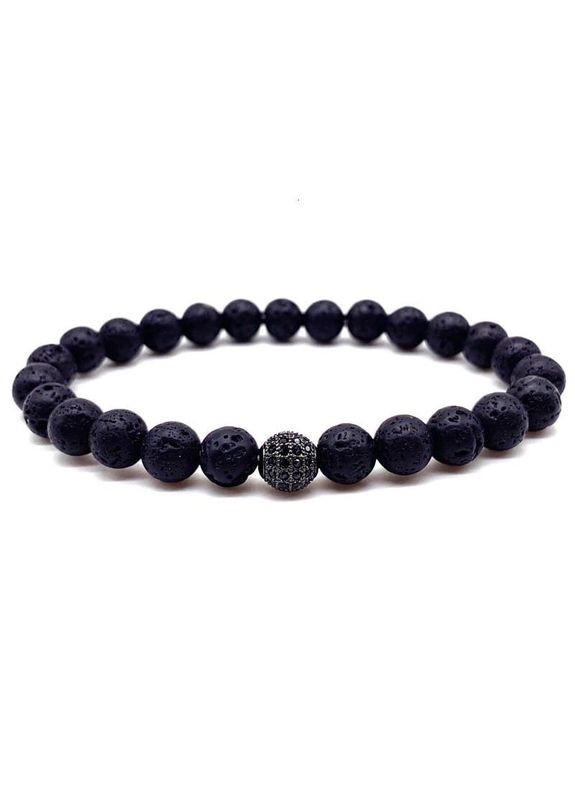 Браслет из лавового камня с черным шаром (90039) Hemst (301071322)