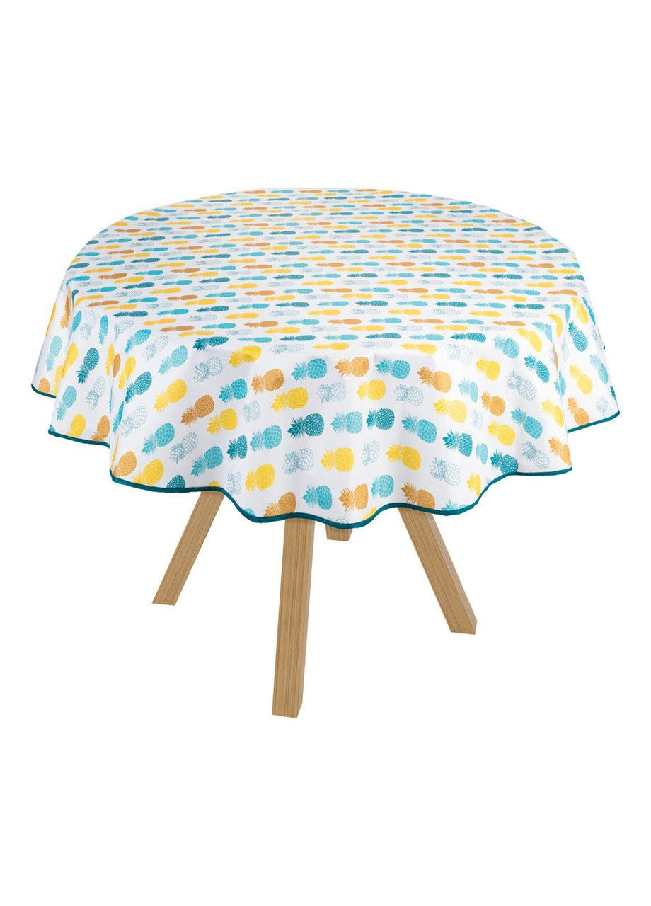 Водовідштовхувальна скатертина кругла Ананаси Ø 160 см, клейонка кухонна Livarno home (324833970)