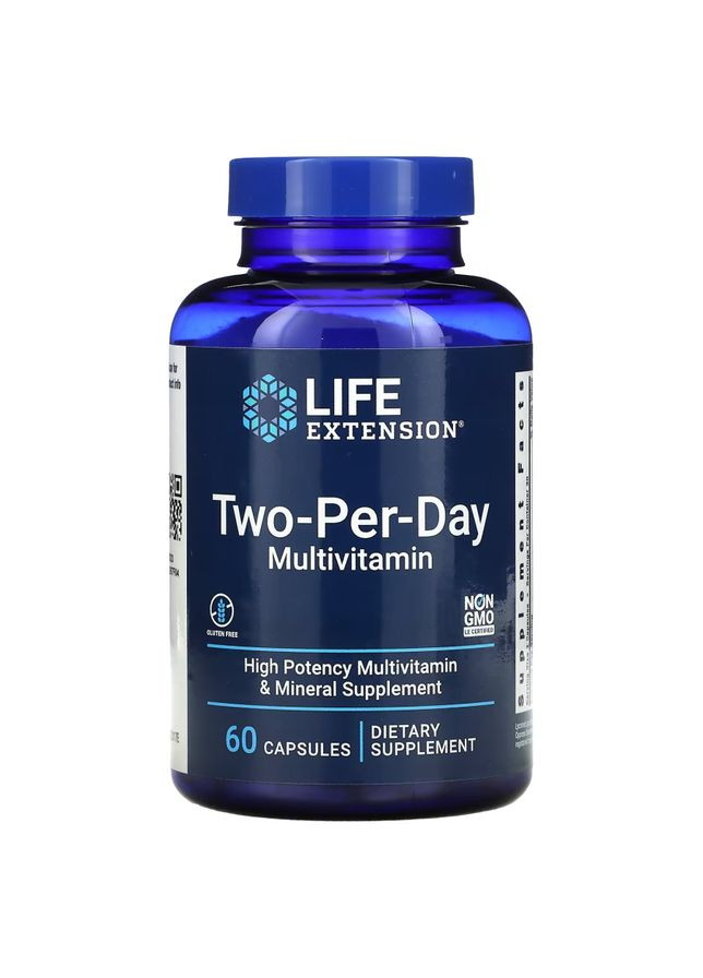 Витамины и минералы Two-Per-Day, 60 капсул Life Extension (322209523)