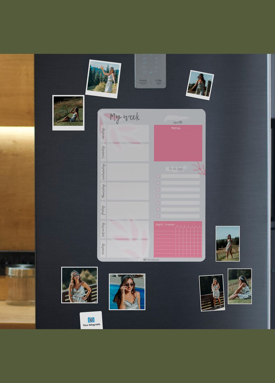 Магнитный планер на неделю A3 PINK ENG Your Magnets (337353724)