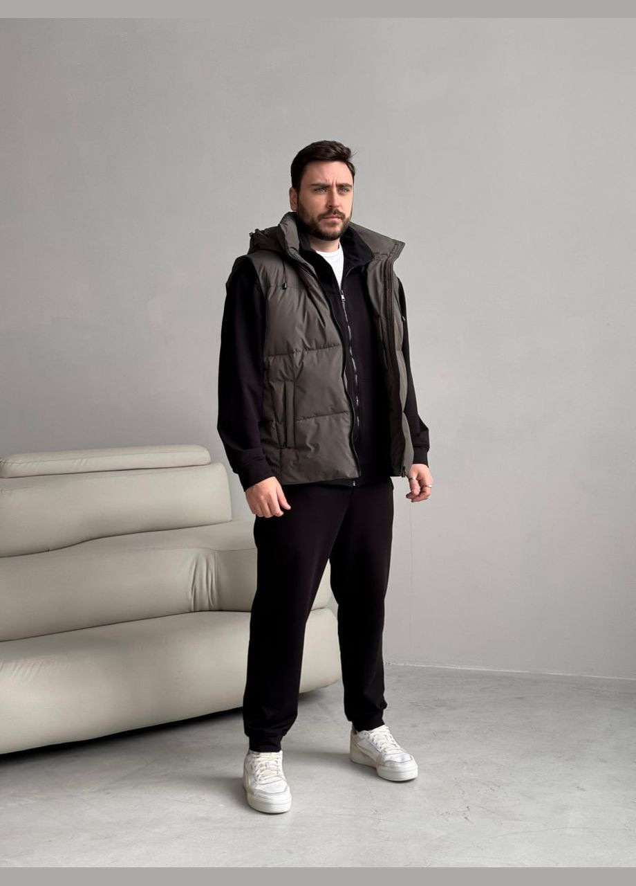 Комплект жилетка смірий графіт Easy + костюм Pull без капюшону чорний No Brand (329995295)
