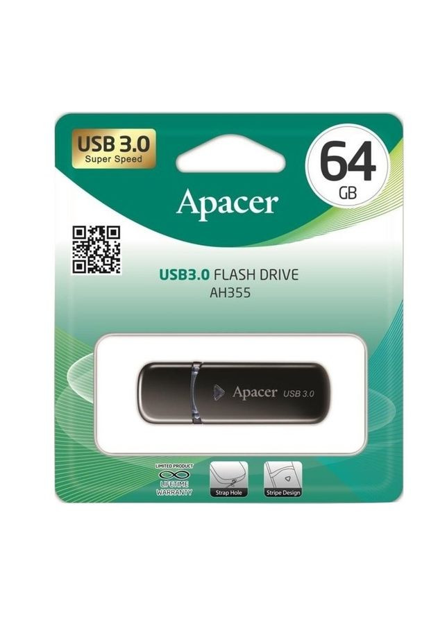 Флеш-накопитель USB 3.2 Gen 1 64Gb Black (AP64GAH355B-1) Apacer AH355 (360552744)