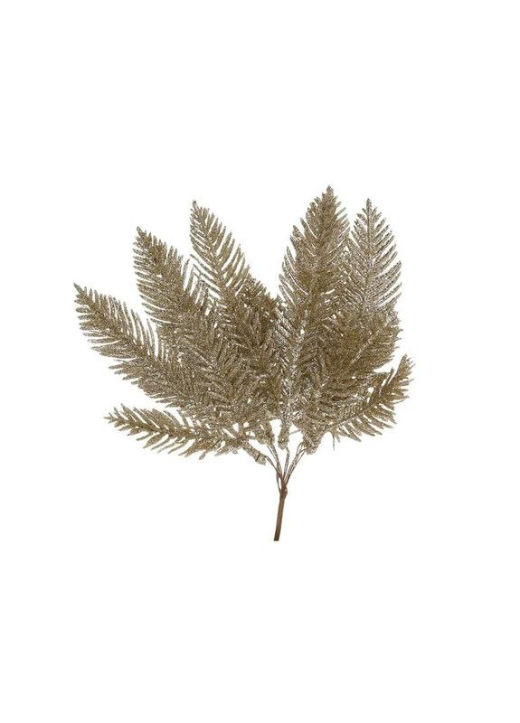 Штучна гілка 24 см Флористичний матеріал для декору з гліттером Шампань No Brand (366734776)