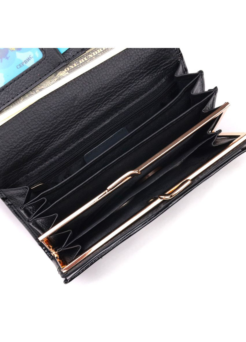 Жіночий гаманець з натуральної шкіри з візитницею з монетницею 19403 Чорний st leather (306881613)