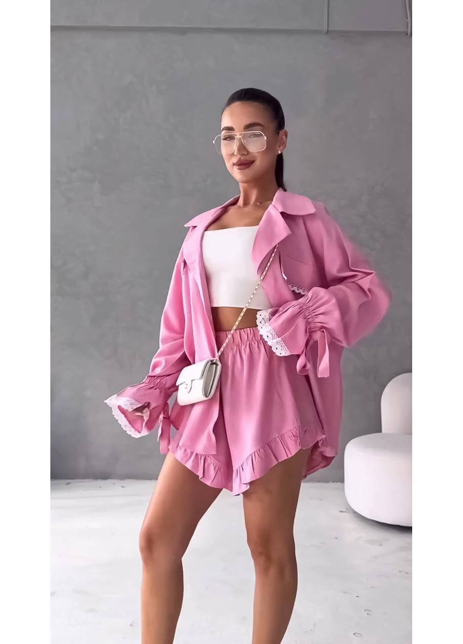 Жіночий літній комплект із шортами та сорочкою Україна (351386197)