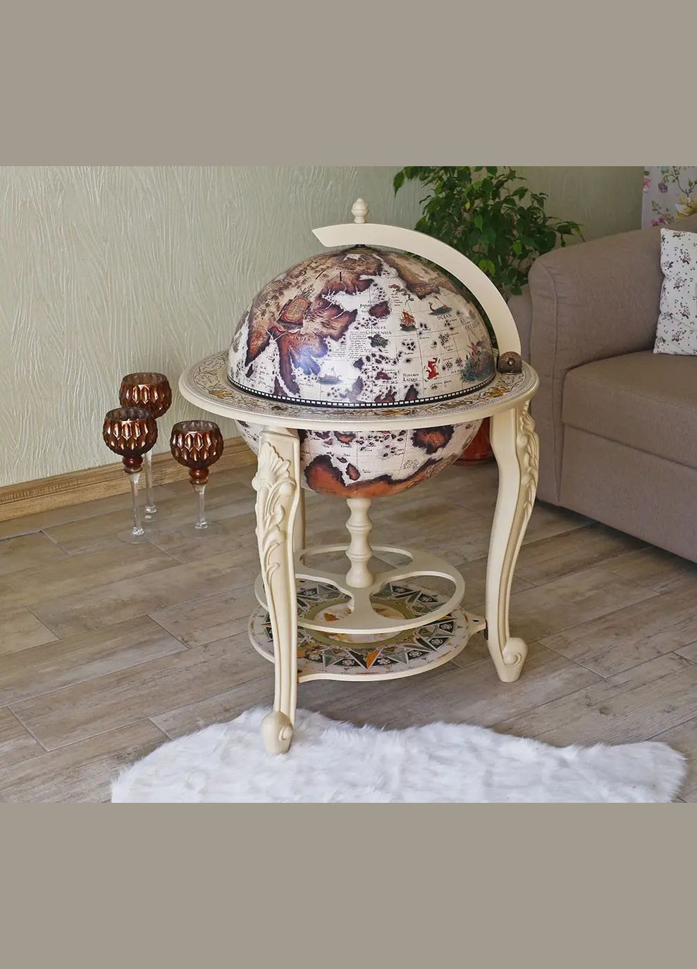 Глобус бар в кабинет карта мира подарок начальнику директору руководителю | Диаметр сферы 45 см Handmade 45045W-M (345646770)