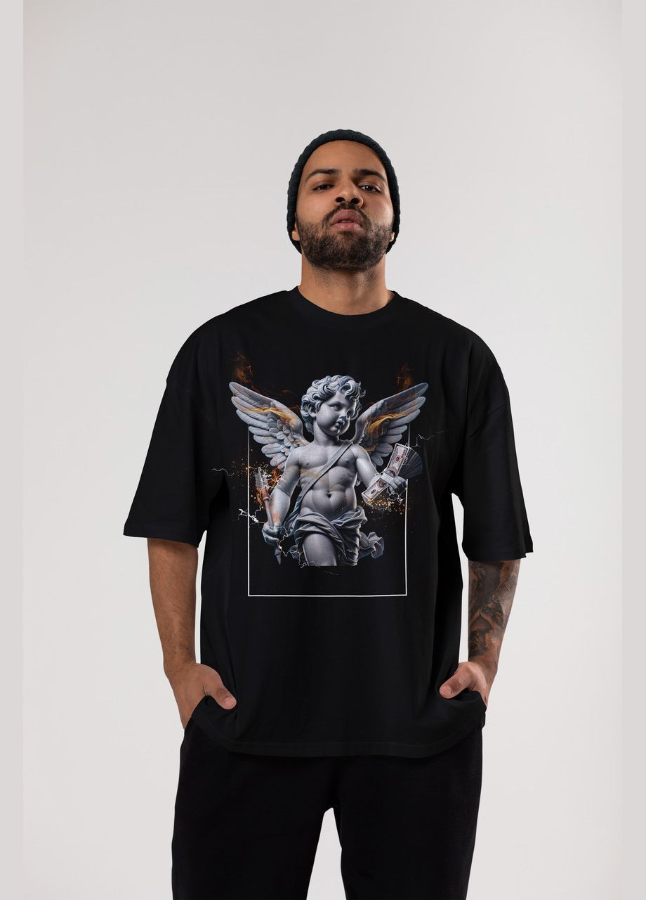 Черная мужская футболка оверсайз urban черная высокая плотность с длинным рукавом Mishe