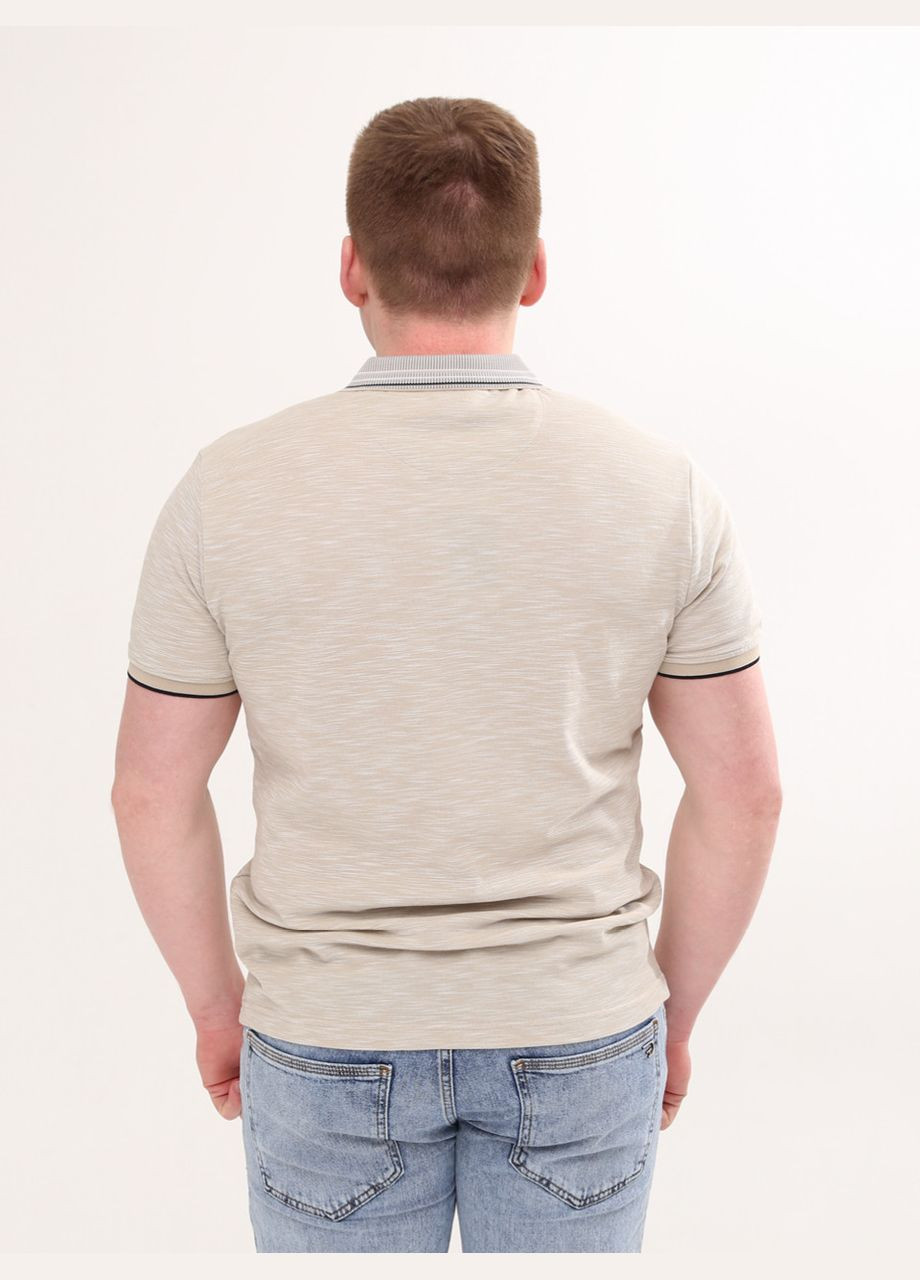 Бежевая футболка-поло мужское бежевое меланж короткий рукав для мужчин MCS