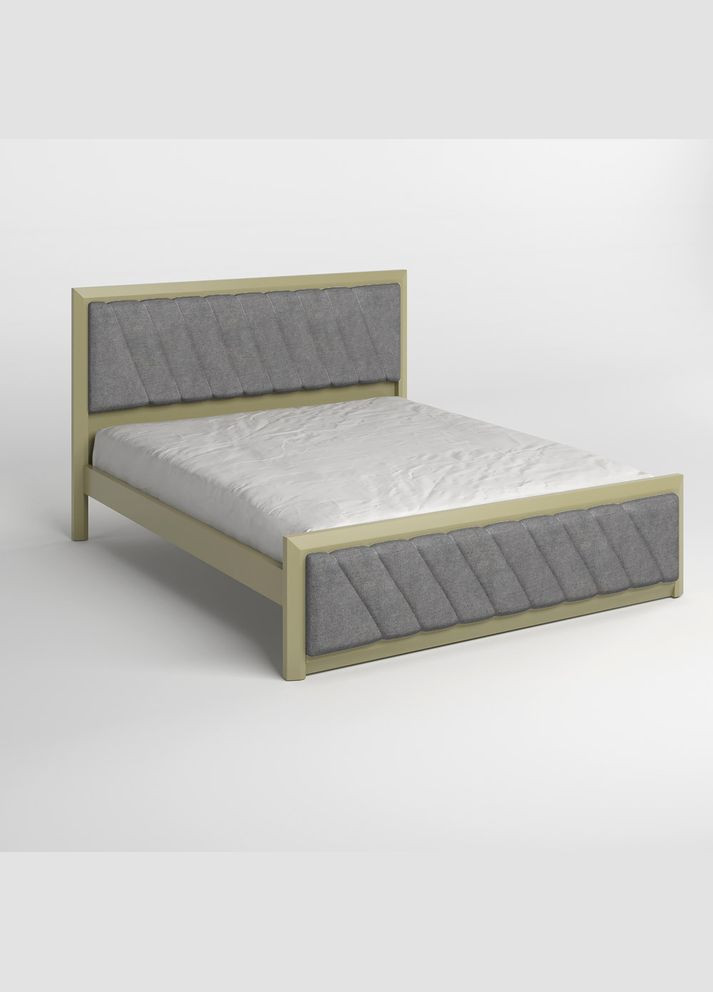 Односпальне дерев'яне ліжко Барселона Б6 (RAL1020)/Аляска 93 (Сірий) 90х190 см (MBG-14402) Mebigrand (366085022)