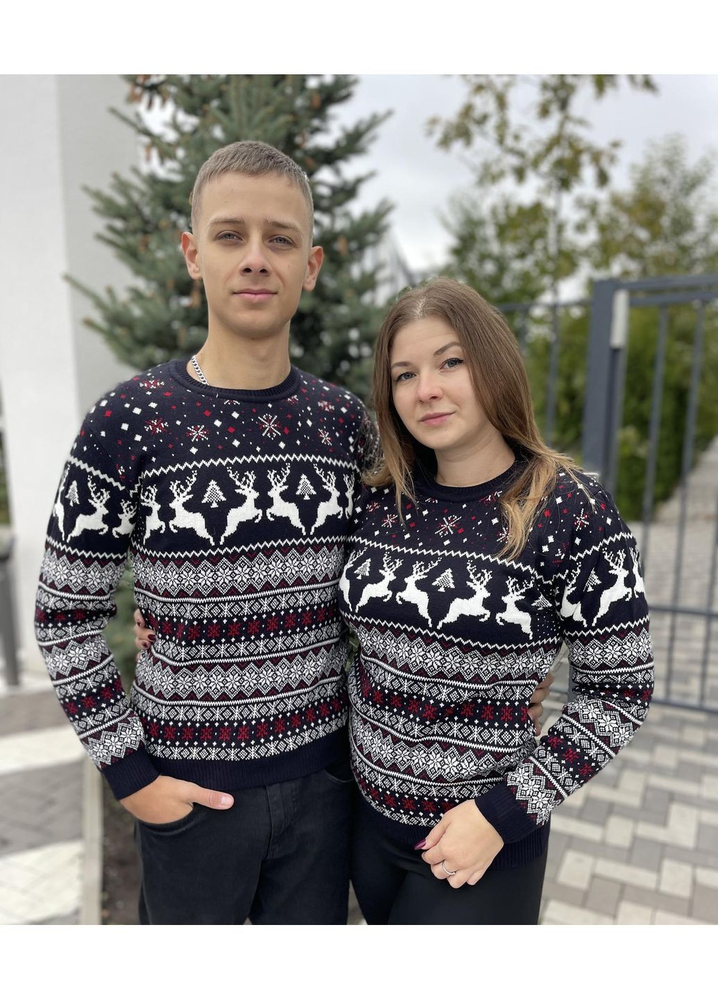 Светр "Олені" без горла синій No Brand (372111125)