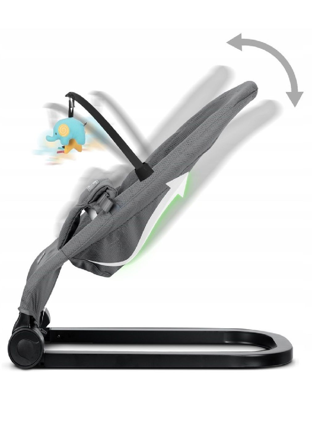 Дитяче складне крісло-гойдалка шезлонг лежак з іграшками знімною дугою дугою повітропроникним сидінням (479932-Prob) Сіре Unbranded (326738205)