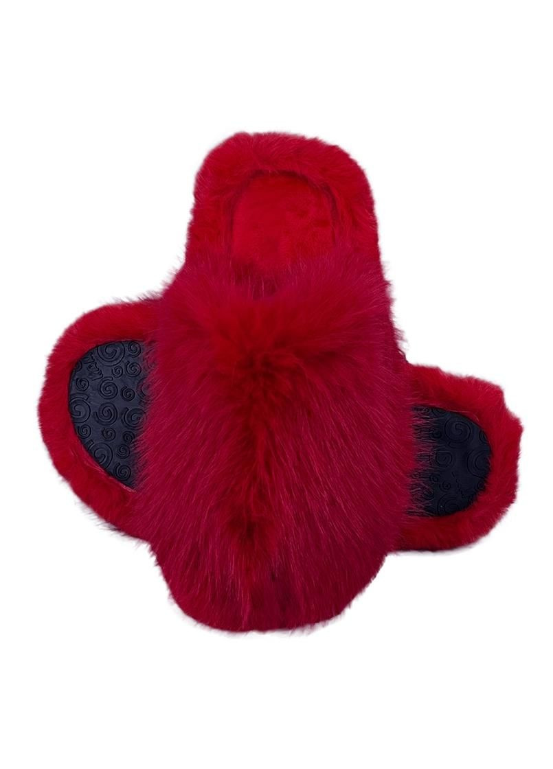 Красные домашние тапочки женские меховые красные 406-4 Sanlin