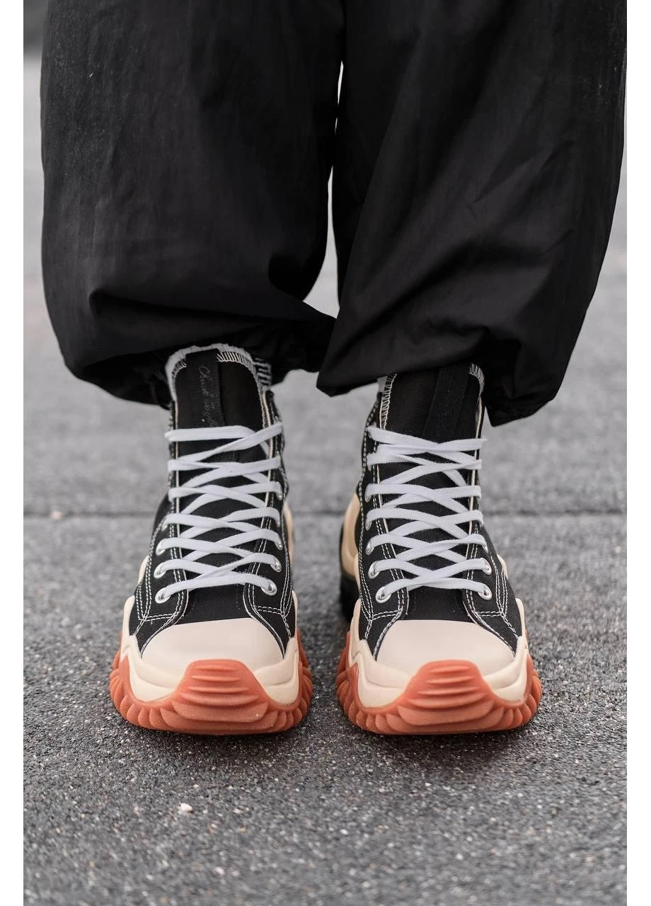 Черные демисезонные кеды мужские converse run star motion hi black cream конверс ран стар черные No Brand