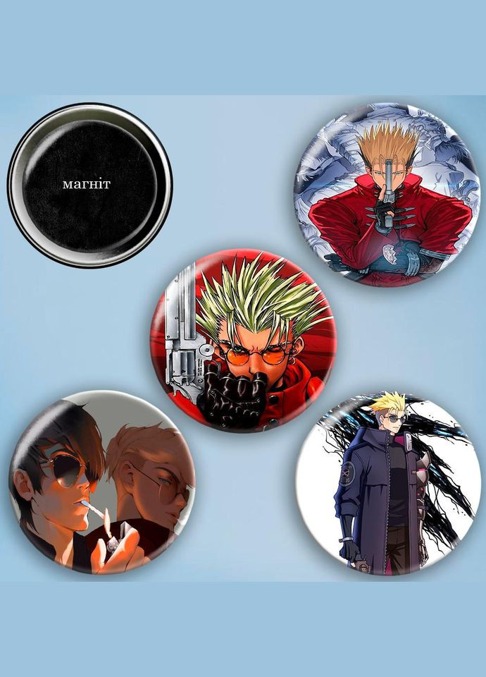 Фотомагніти 4 шт круглі магніти набір Тріган 56 мм #0165 чорний No Brand (309158962)