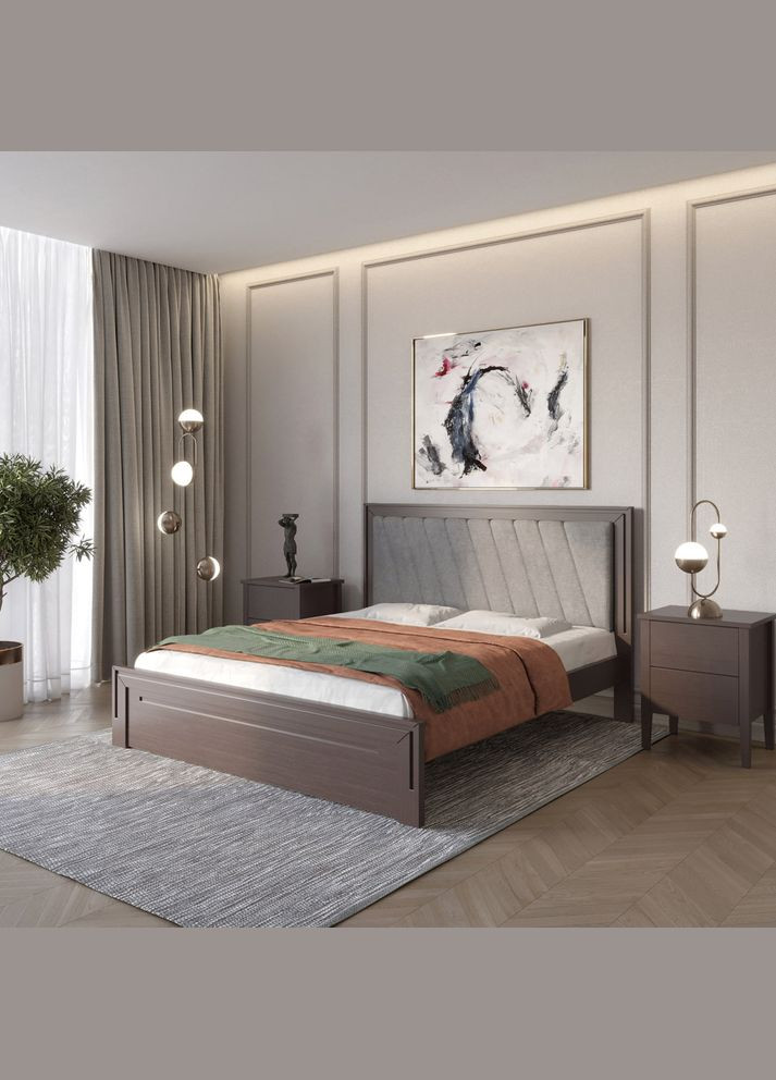 Полуторне дерев'яне ліжко Торонто Т6 Венге/Аляска 93 (сірий) 120х190 см (MBG-9307) Mebigrand (366027321)