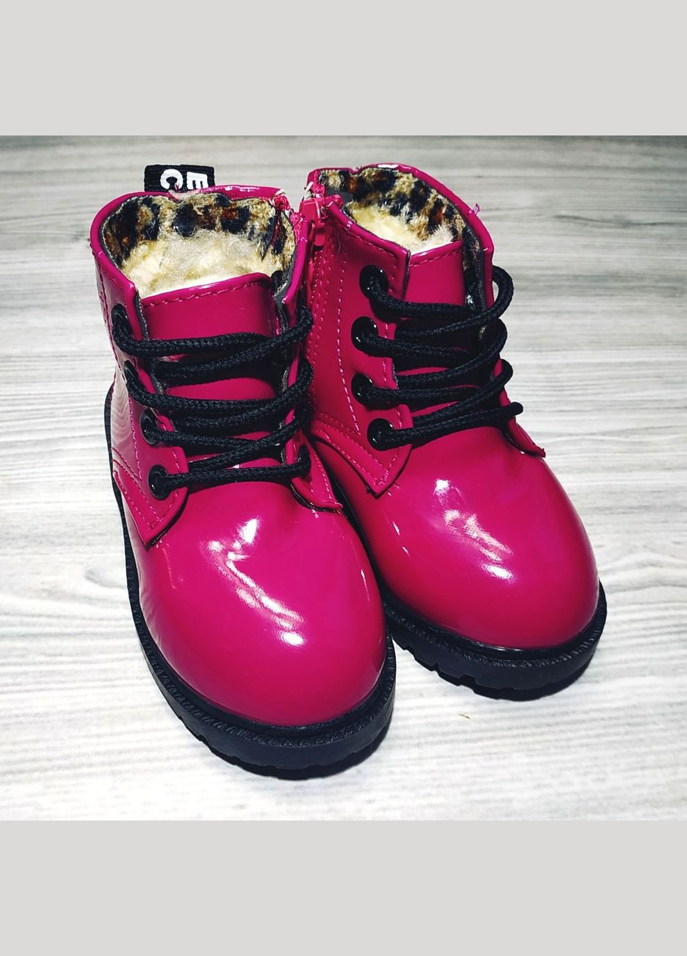 Лаковані черевики з хутром Dinimigi малинові No Brand (303612735)