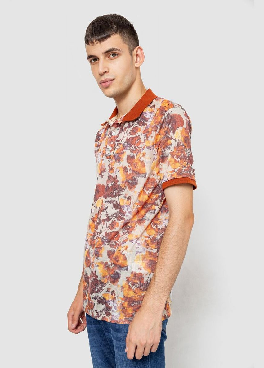 Терракотовая поло мужское с принтом терракотовый размер l (sku_247r308) с коротким рукавом No Brand