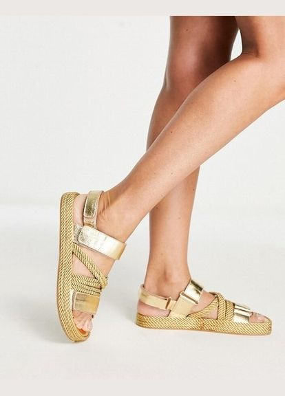 Босоніжки Asos joel premium leather rope sandals in gold (290888513)