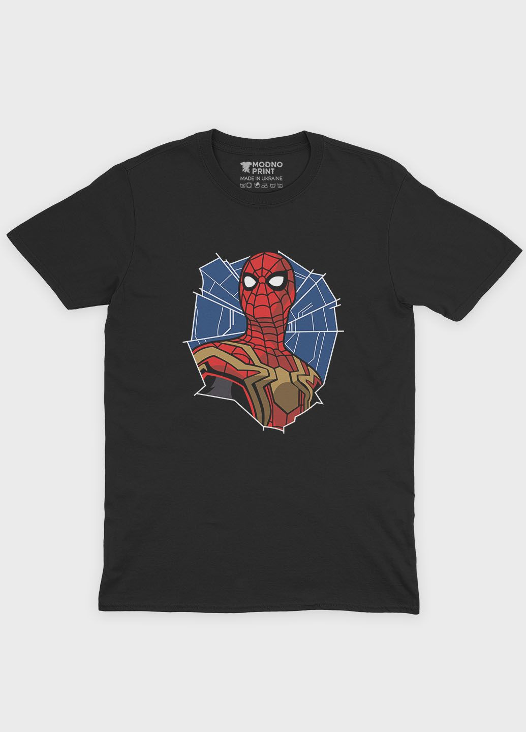 Чорна чоловіча футболка з принтом супергероя - людина-павук (ts001-1-bl-006-014-092) Modno