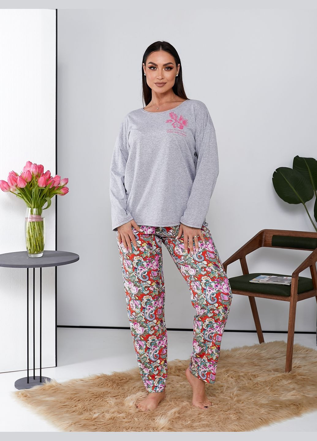 Затишна та стильна жіноча піжама зі 100% бавовни Tailer (278766061)