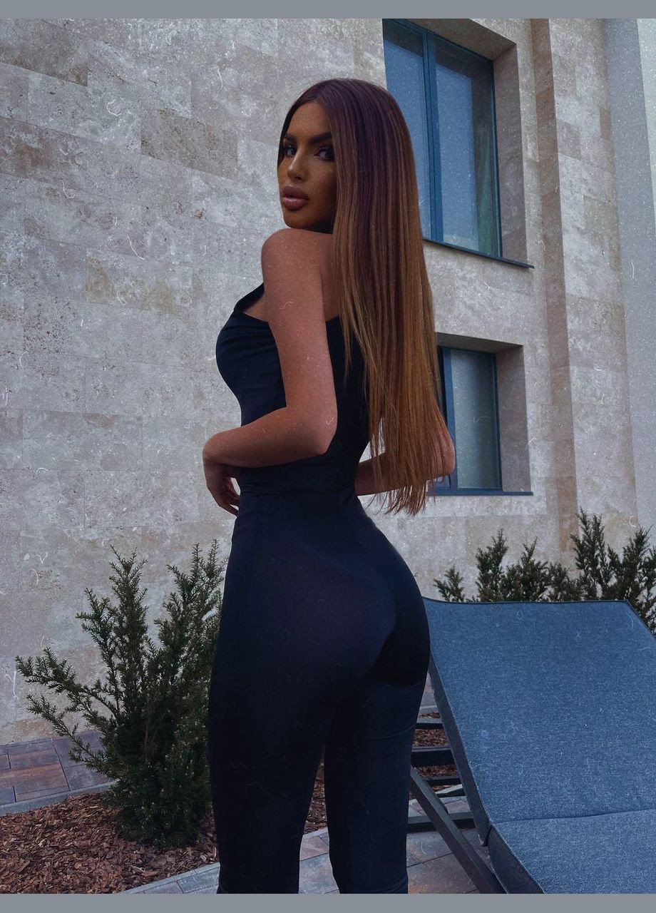 Комбинезон женский Style Point комбинезон-брюки однотонный чёрный повседневный, кэжуал