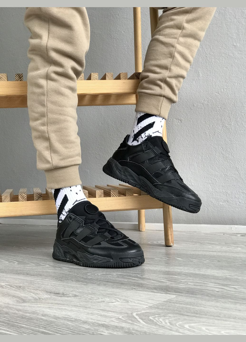 Чорні Осінні кросівки чоловічі adidas niteball black | адідас найтбол чорні No Brand