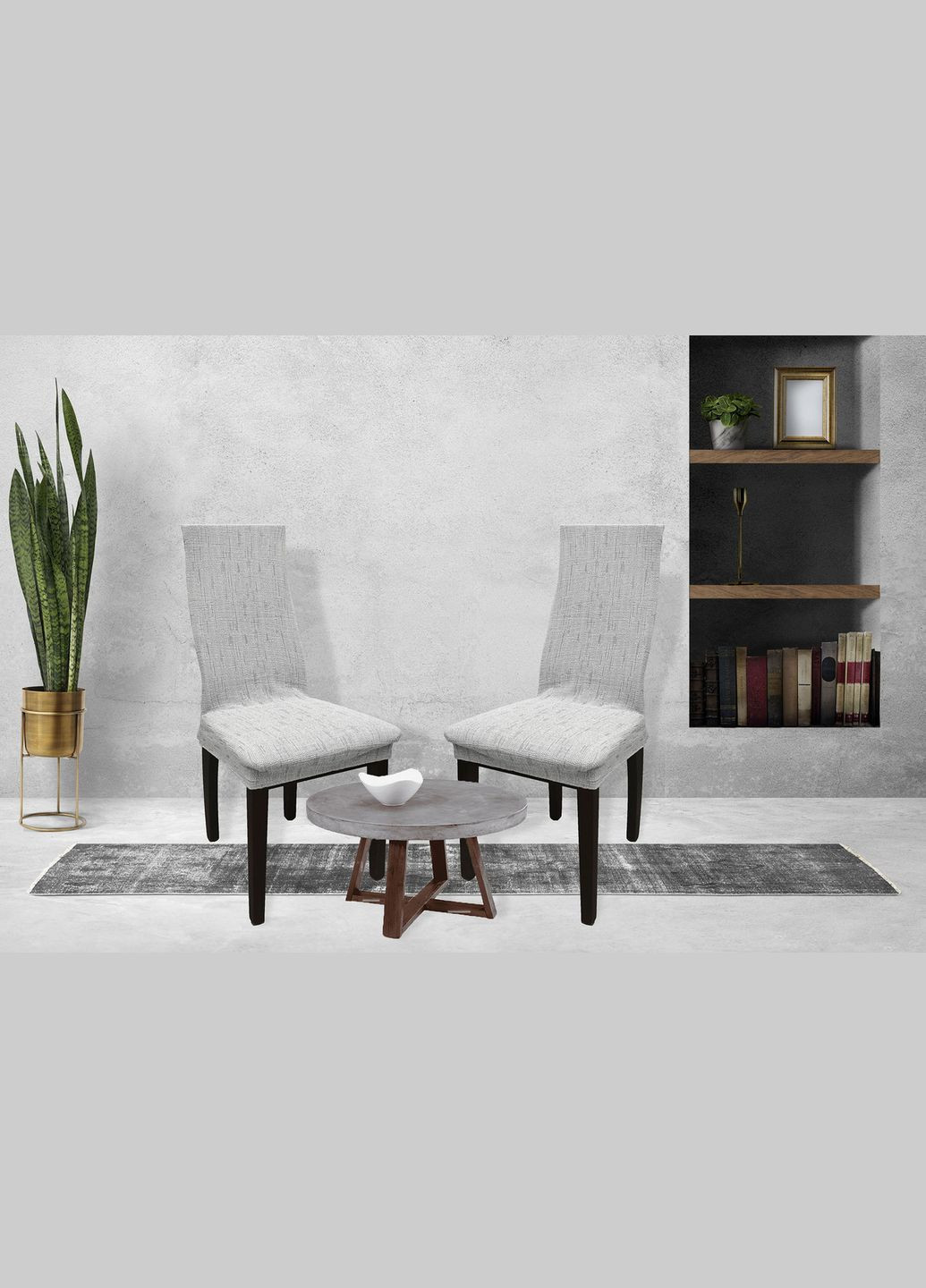 Жакардові чохли на стільці Kora без спідниці Світло-сірі Kayra (324800093)