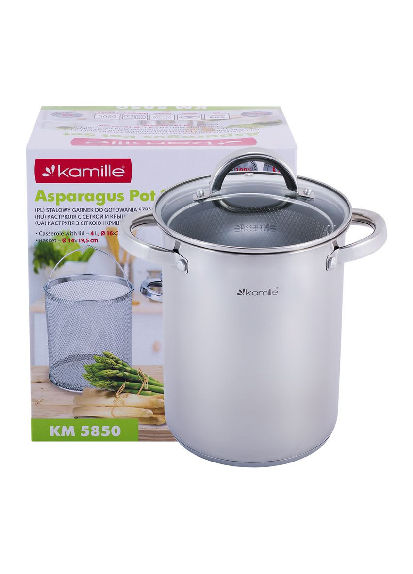 Каструля для спаржі 4л Ø16*21см з нержавіючої сталі KM-5850 Kamille (371898403)