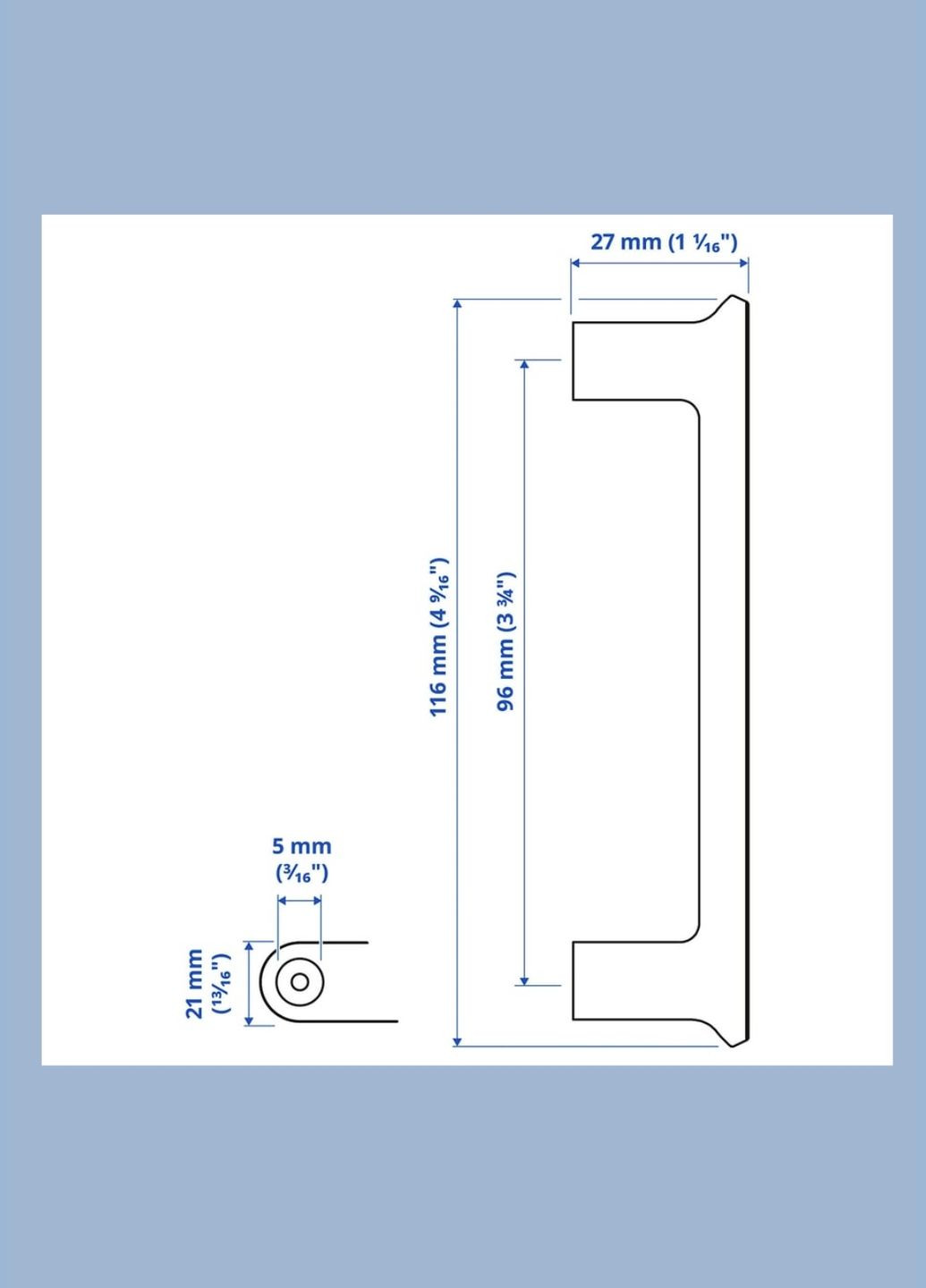 Ручка, біла, 116 мм (2 шт) IKEA (340233826)