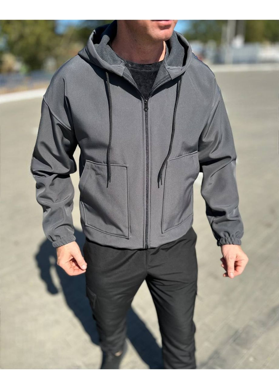 Графітова демісезонна чоловіча куртка заміри в описі DK/DL Мода без кордонів