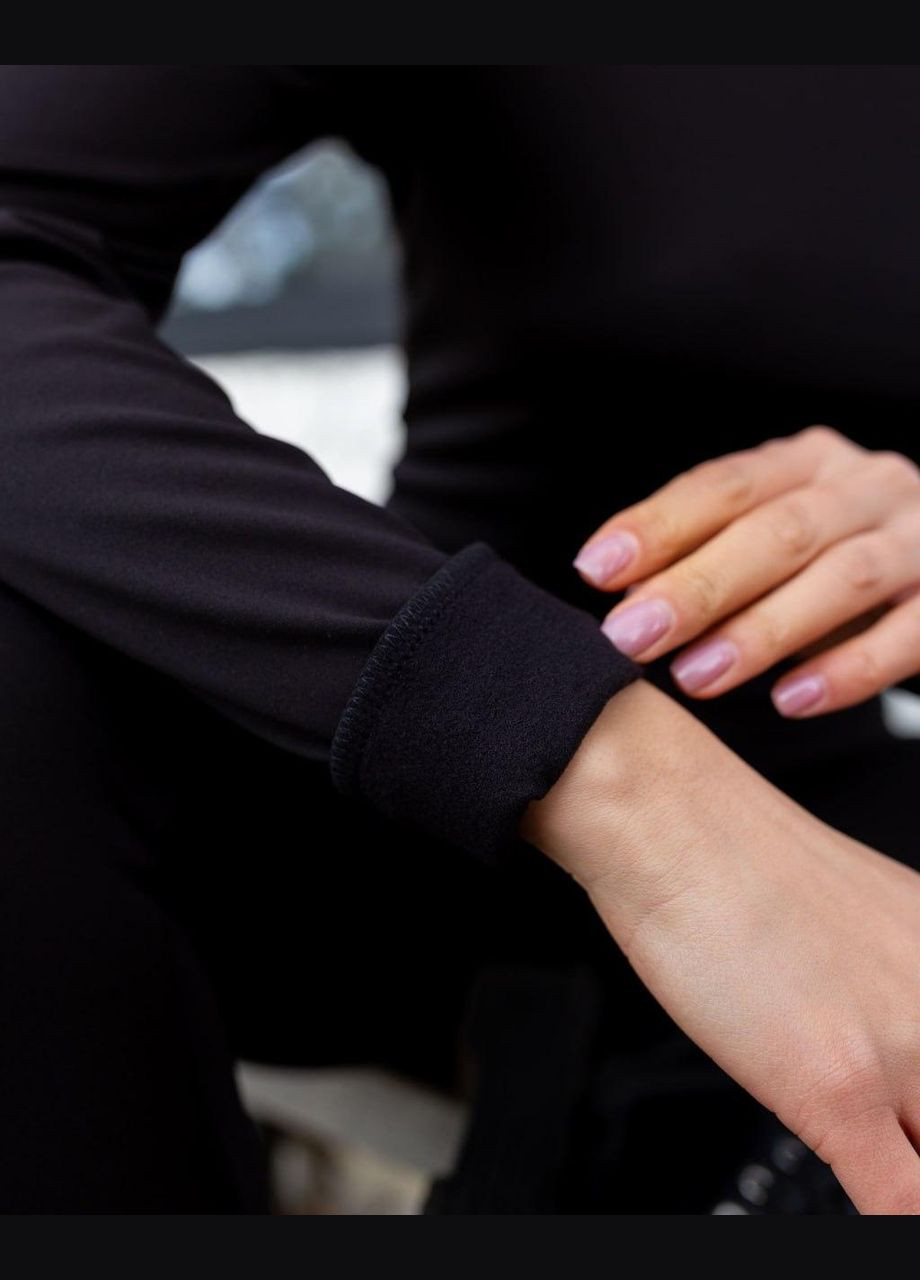 Женское термобелье на флисе лонгслив и леггинсы S M L XL черное, Украина OBR (306614176)