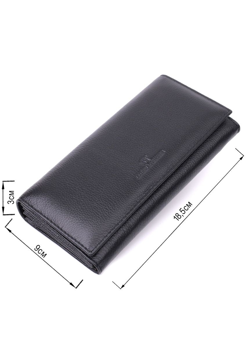 Зручний жіночий гаманець з натуральної шкіри Чорний 18,5х9х3 см st leather (391299550)
