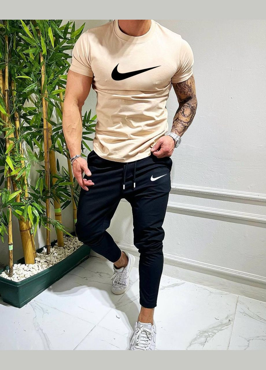 Бежевий комплект (футболка + штани) No Brand