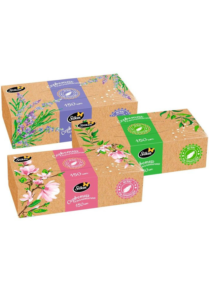 Салфетки бумажные Микс Крафт 2 слоя, 150 шт. 1 коробка Silken FS43215017 (328394753)