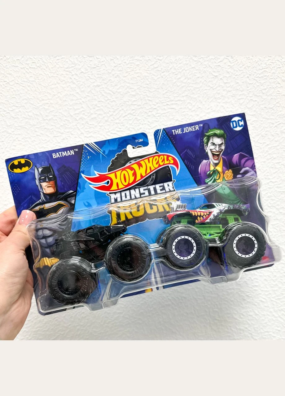 Набір машинок Mattel Хот Вілс Монстр Трак BATMAN VS THE JOKER, Monster Trucks 1:64 Demolition Doubles Hot Wheels (338425646)