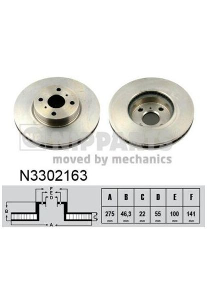 Диск тормозной TOYOTA YARIS 1.0I 12V 06.01- N3302163 Nipparts (366166557)