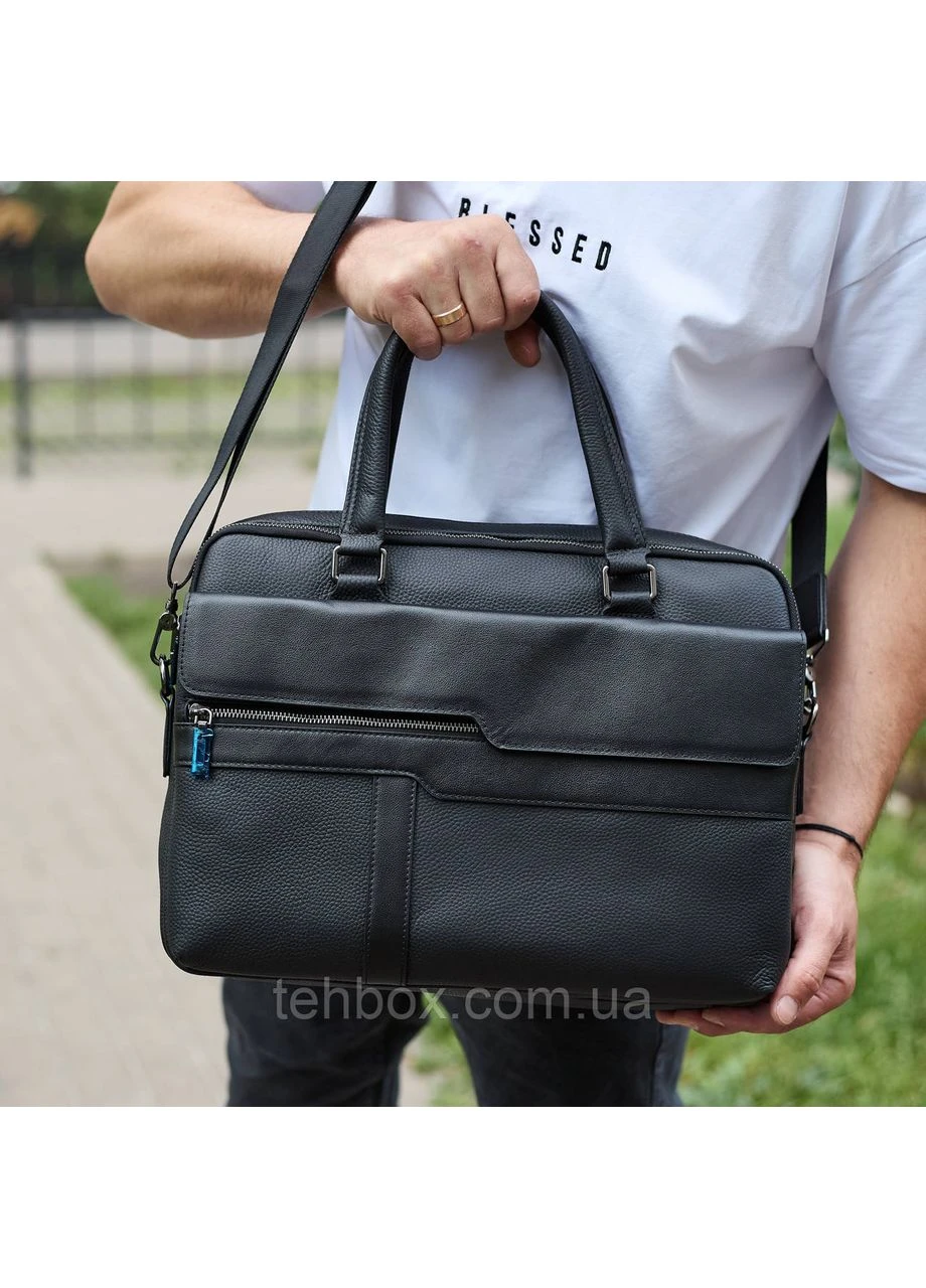 Чоловіча ділова сумка зі шкіри 39х29х10, класичний портфель для ноутбука та офісу, сумочка для студента, No Brand (387339317)
